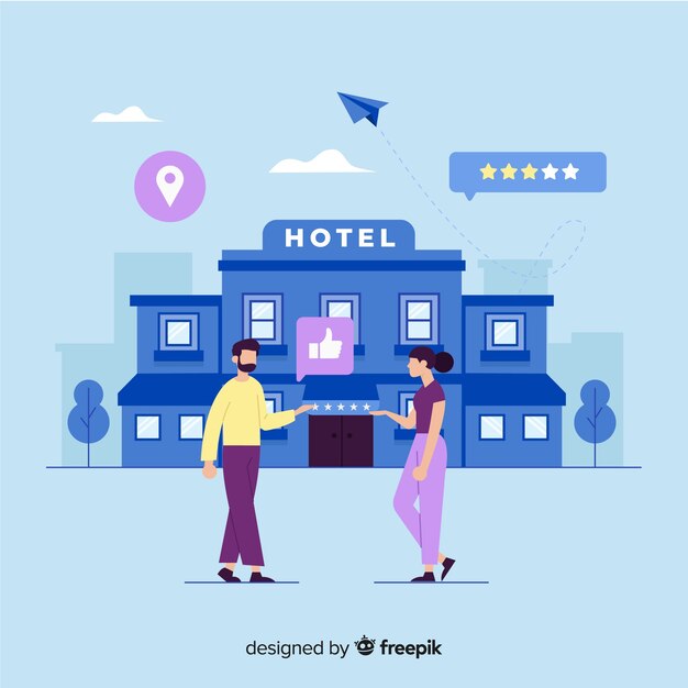 Flat hotel review background 