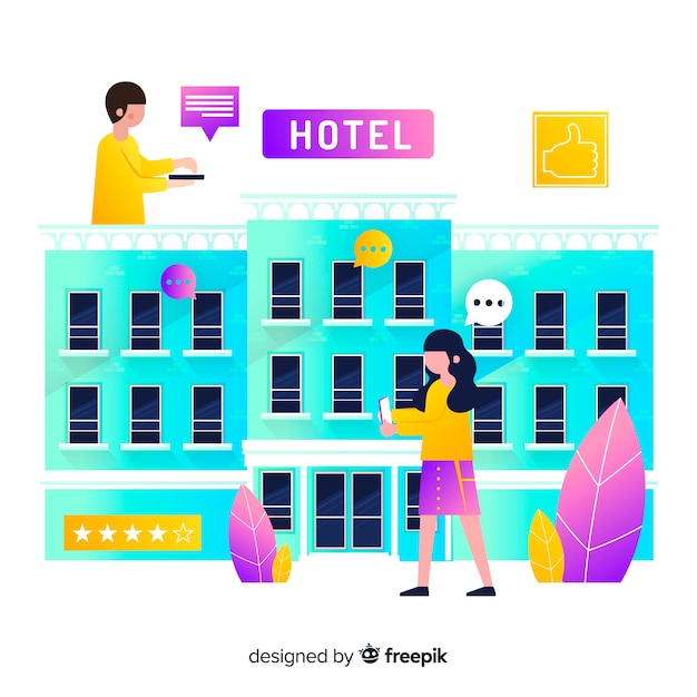 Free vector flat hotel review background