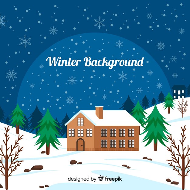 Flat house winter background