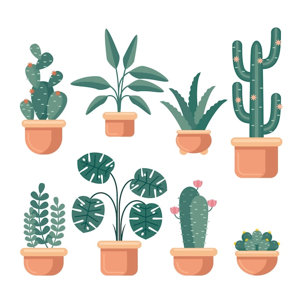 Free vector flat houseplant collection