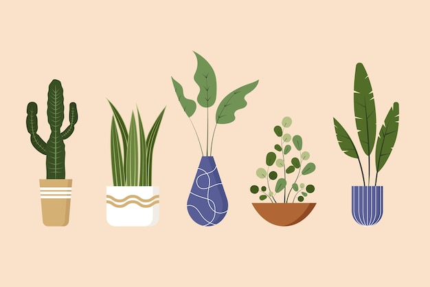 Free vector flat houseplant collection