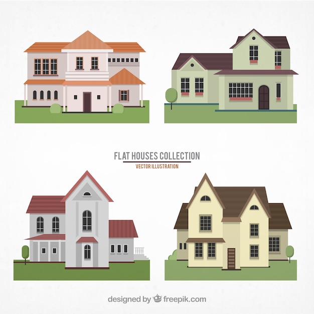 Free vector flat houses collection