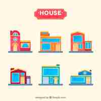 Free vector flat houses collection