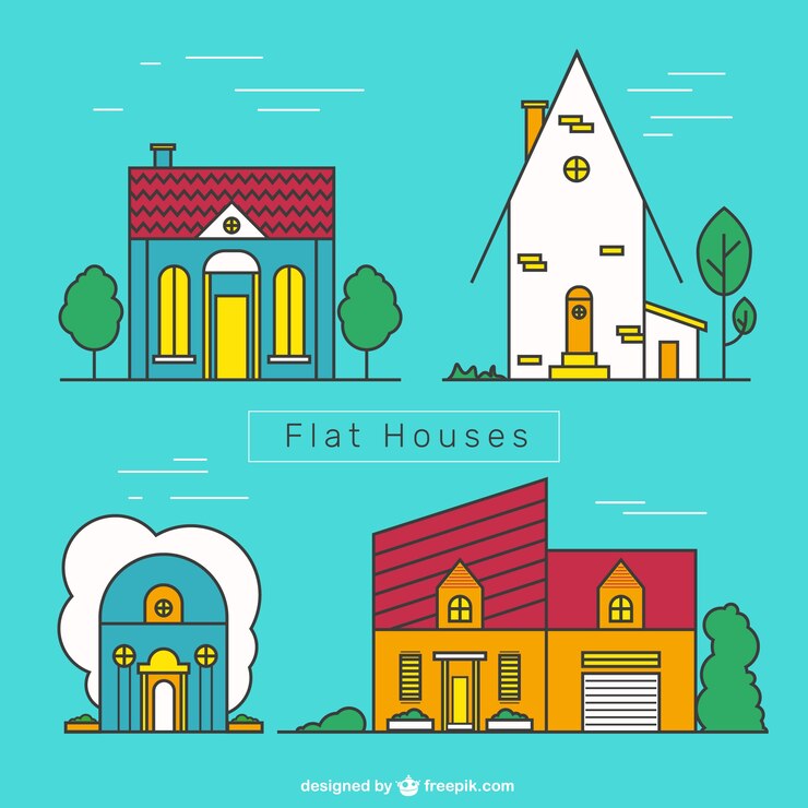Free Vector flat houses pack