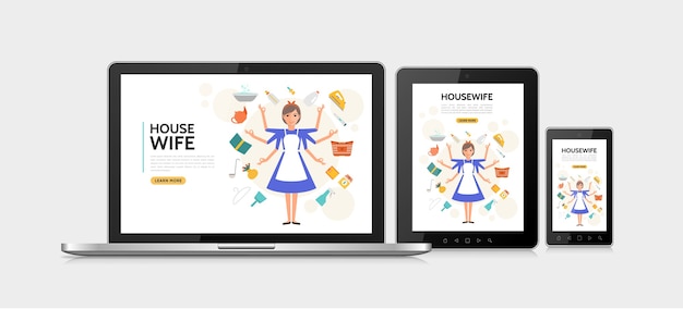 Free vector flat housewife adaptive design concept