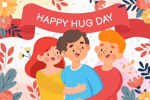 Flat hug day background