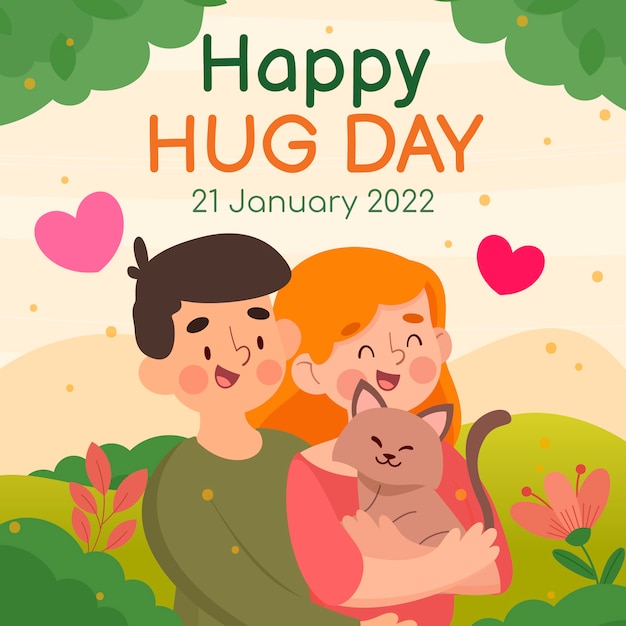 Flat hug day background