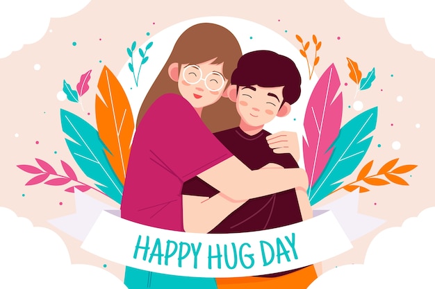 Free vector flat hug day background