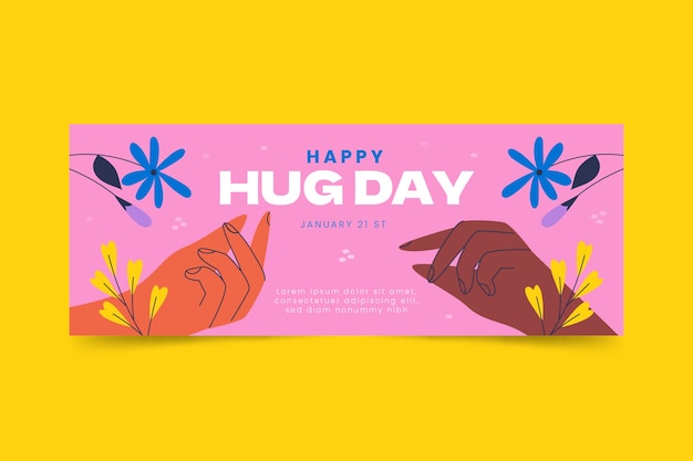 Free vector flat hug day horizontal banner template