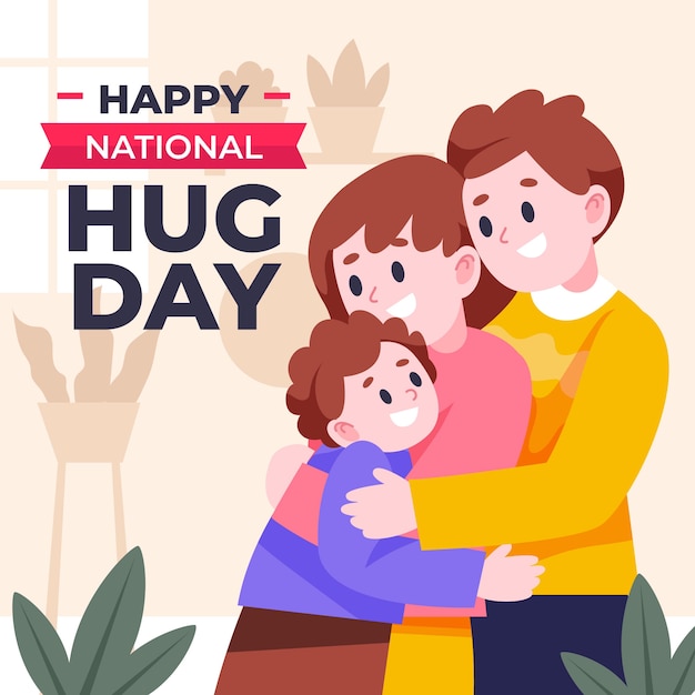 Flat hug day illustration