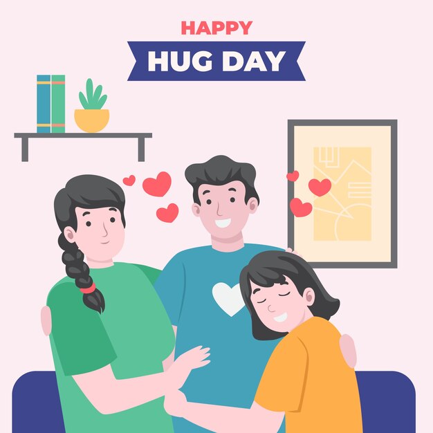flat hug day illustration