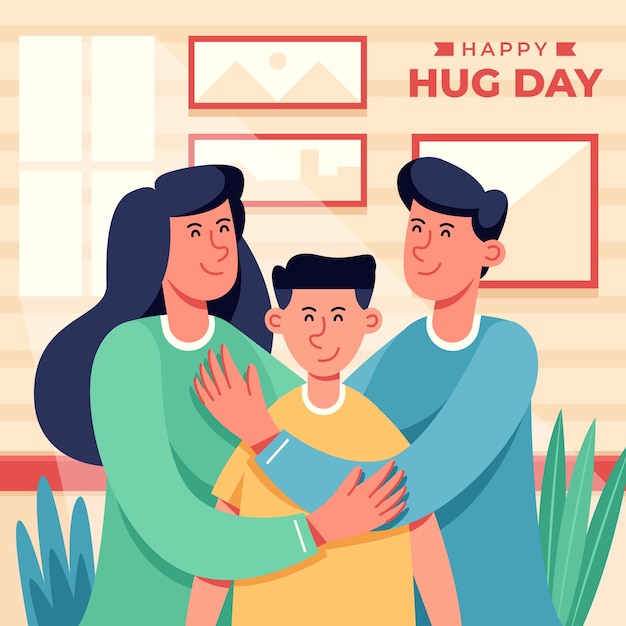 Free vector flat hug day illustration