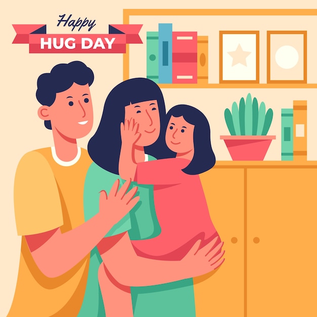 Free vector flat hug day illustration