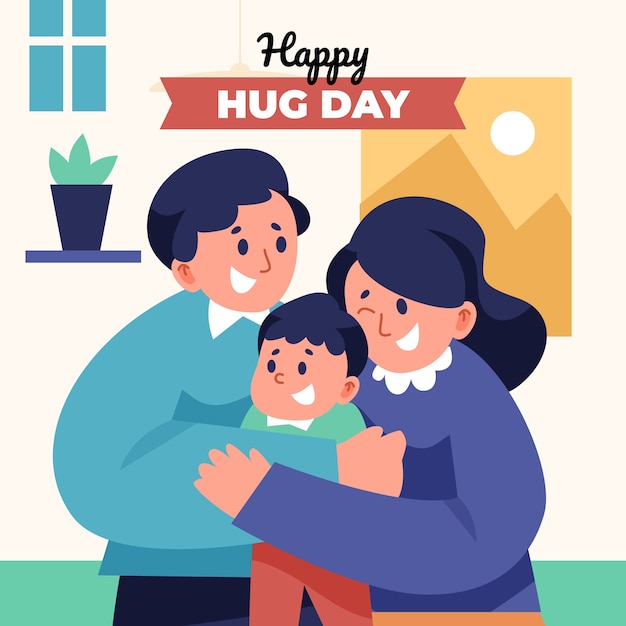 Free vector flat hug day illustration