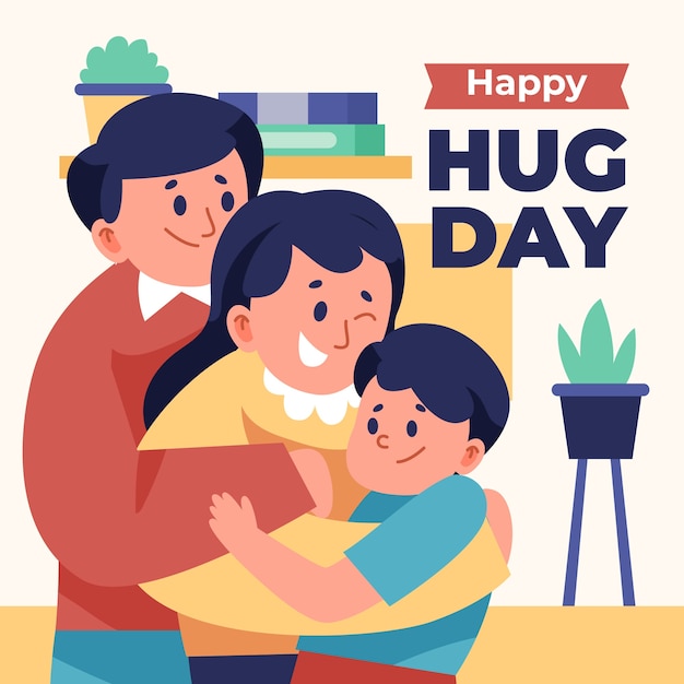 Flat hug day illustration