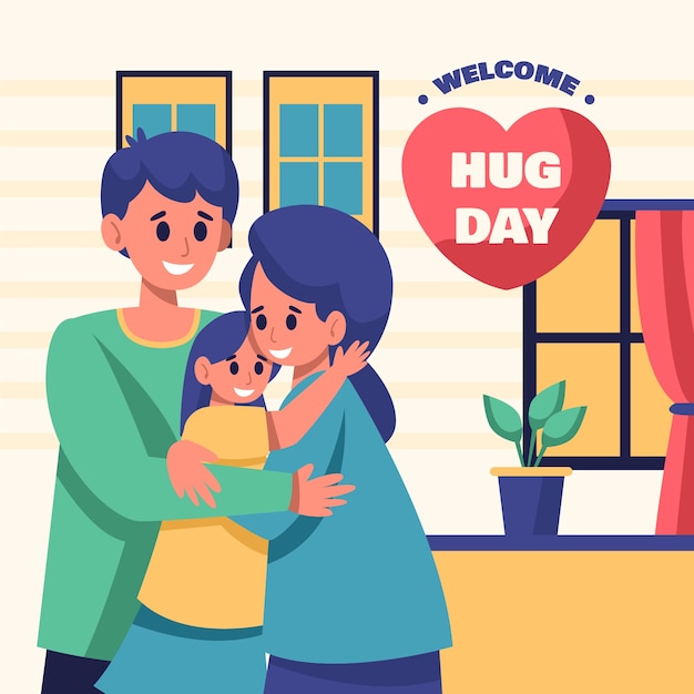 Free vector flat hug day illustration