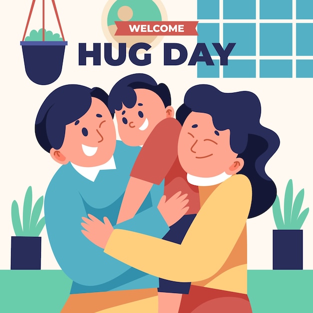 Flat hug day illustration