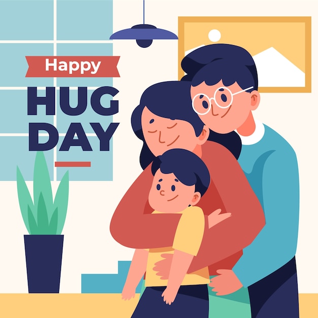 Flat hug day illustration