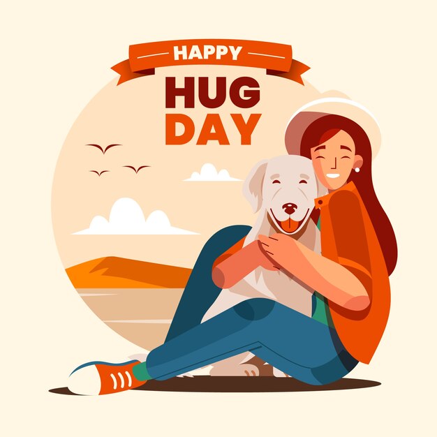 Flat hug day illustration