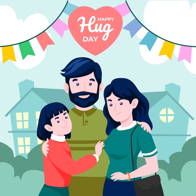 Free vector flat hug day illustration