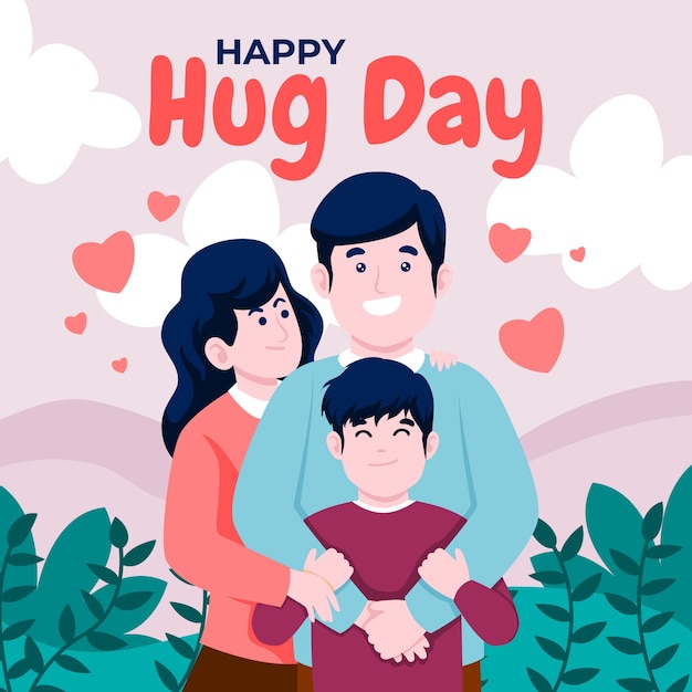 Flat hug day illustration