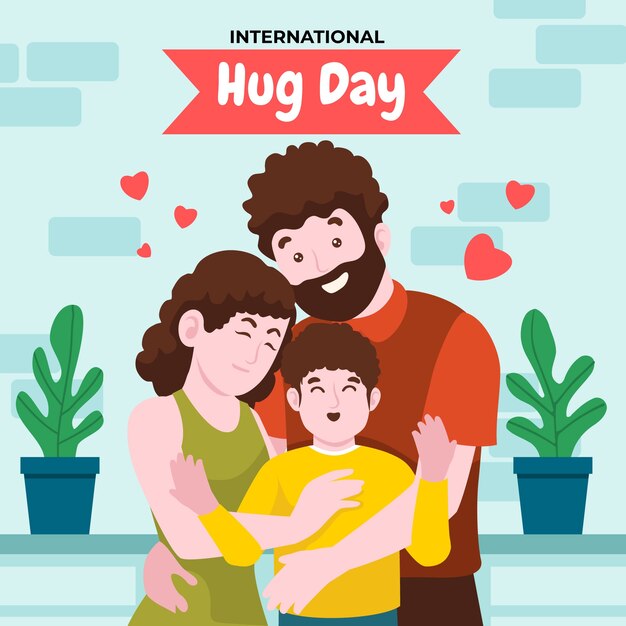 Flat hug day illustration