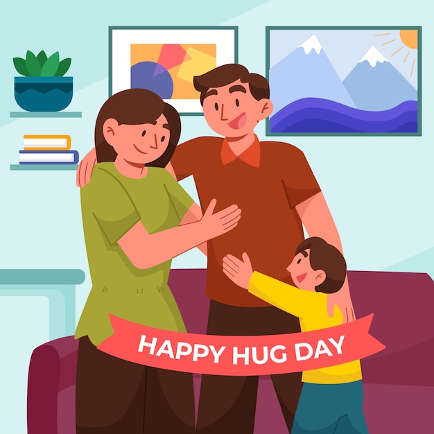 Free vector flat hug day illustration