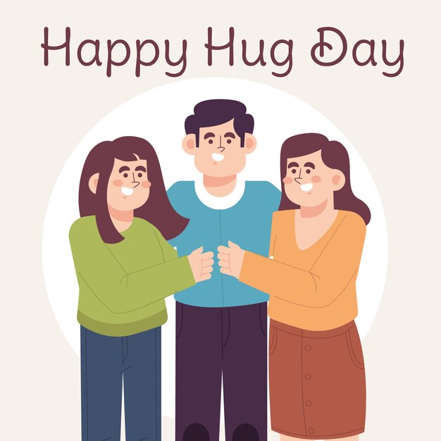 Flat hug day illustration