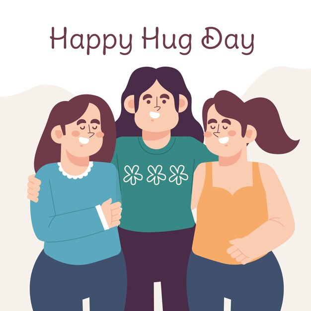 Flat hug day illustration