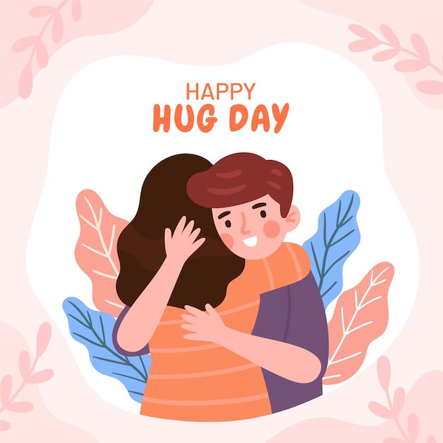 Free vector flat hug day illustration