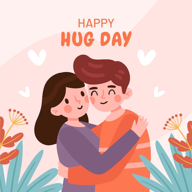 Free vector flat hug day illustration