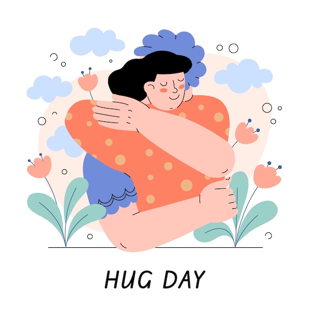 Free vector flat hug day illustration