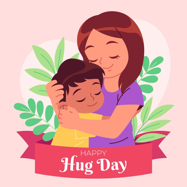 Flat hug day illustration