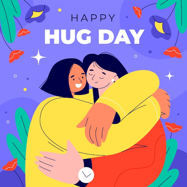 Flat hug day illustration