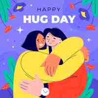 Free vector flat hug day illustration