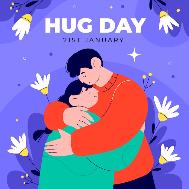 Free vector flat hug day illustration