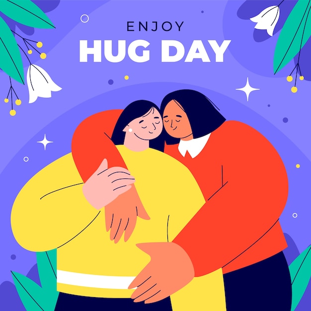 Free vector flat hug day illustration