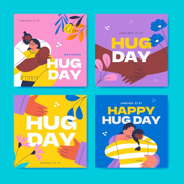 Flat hug day instagram posts collection