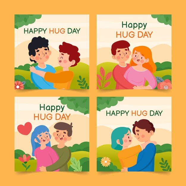 Flat hug day instagram posts collection