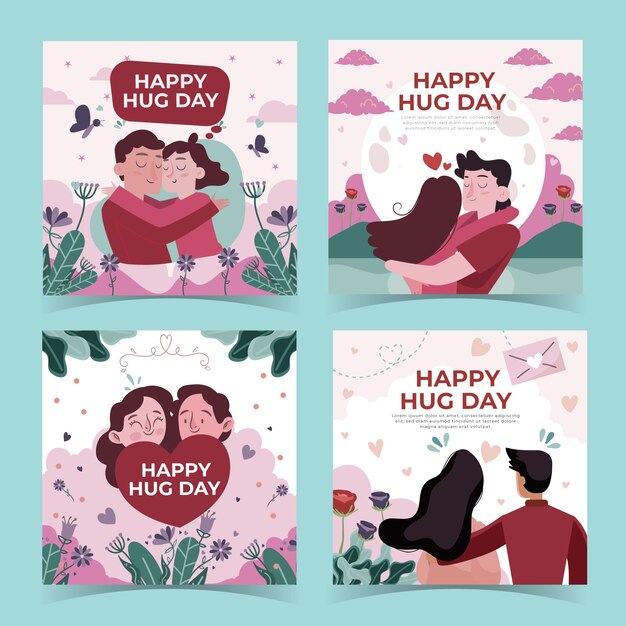 Flat hug day instagram posts collection