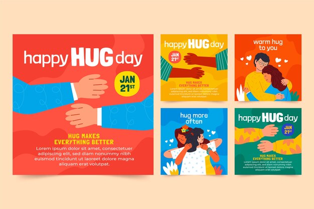 Flat hug day instagram posts collection