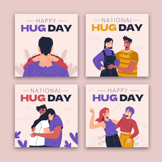 Flat hug day instagram posts collection