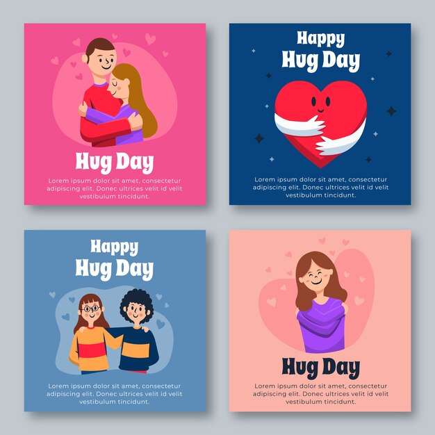 Flat hug day instagram posts collection