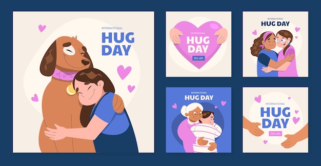 Flat hug day instagram posts collection