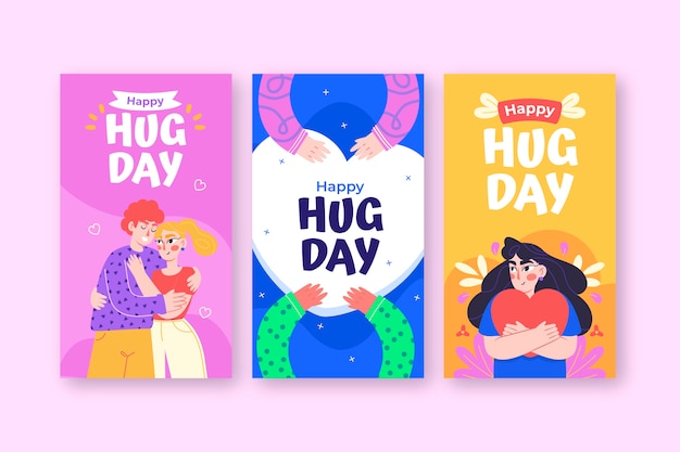 Flat hug day instagram stories collection