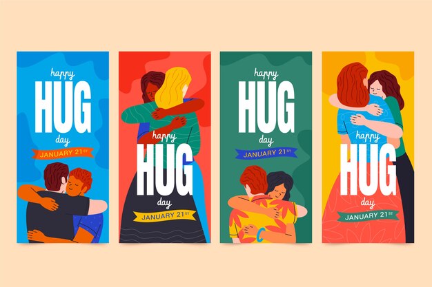 Flat hug day instagram stories collection