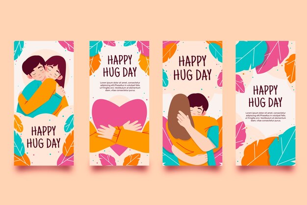 Flat hug day instagram stories collection