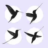 Free vector flat hummingbird silhouettes collection