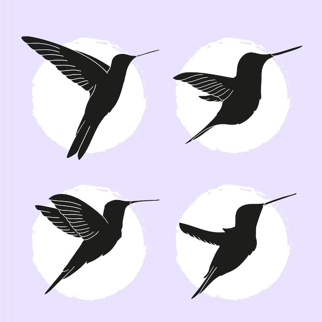 Free vector flat hummingbird silhouettes collection