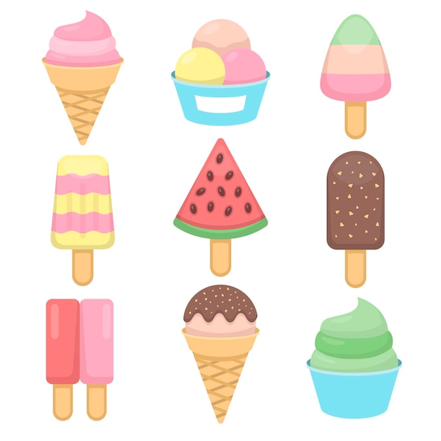 Free vector flat ice cream collection